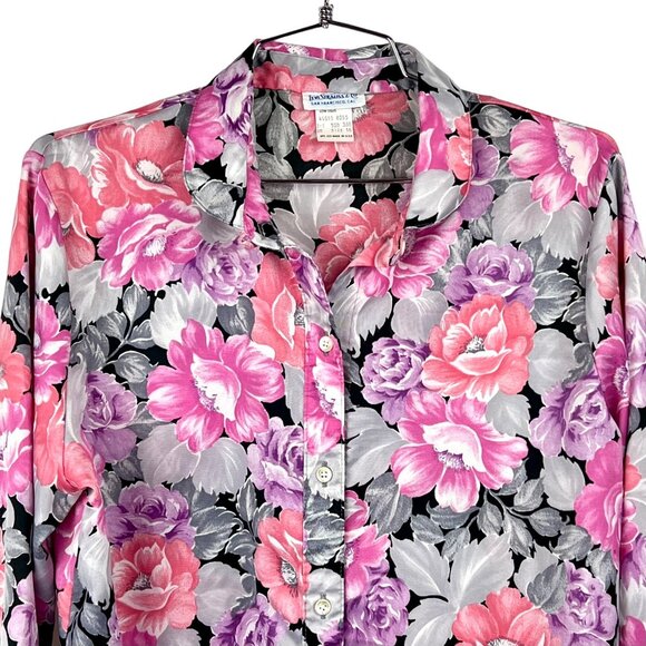 Vintage Levi Strauss Womens Blouse Size 16 Floral Button-Up Pink & Gray VGUC - Picture 1 of 13